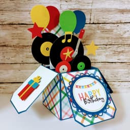 Birthday Handmade 3D Pop Up Card: Record Music Lover